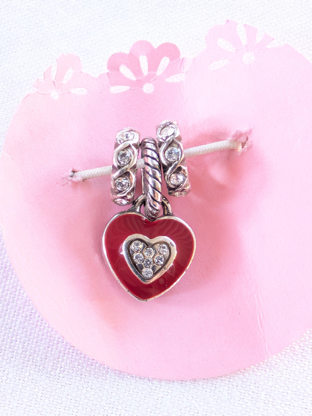 Brighton Heart Charm Pendant with Red Enamel and Crystal Accent